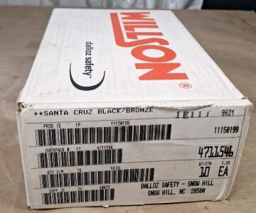 (1) 10-Count Box Of Willson Dalloz Safety Glasses, Santa Cruz, Black / Bronze