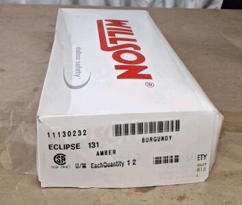 (1) 12-Count Box Of Willson Dalloz Safety Glasses, Eclipse, Burgundy / Amber