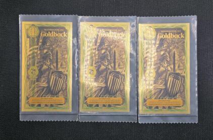 3 Washington D.C. Goldback 1 Goldback Notes, Limited Edition, 24K Gold, 1/1000 Troy oz, 2026