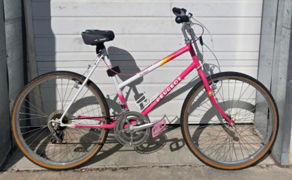 Peugeot U.S. Express Steel Mountain/Hybrid Bicycle, 18-Speed, 26" Wheels, White/Pink