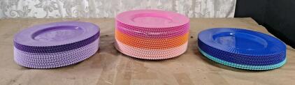 (60) Assorted 13" Colored Plastic Plates