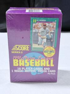 1991 Score Series 2 MLB Baseball Cards Wax Box, Factory Sealed, 36 Packs, Mickey Mantle Inserts