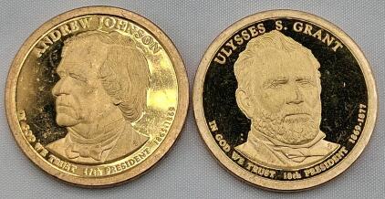 2011 Presidential $1 Coins - Andrew Johnson & Ulysses S. Grant, U.S. Mint