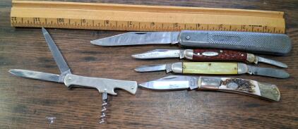 Lot of 5 Folding Pocket Knives - BIG CHIEF, CASE, BUCK, Multi-tool, 1&ndash;3 Blades, USA