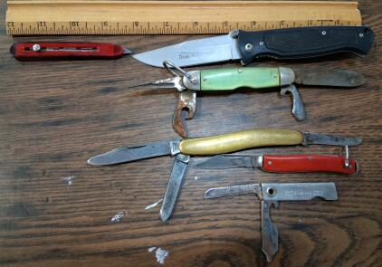Set of 5 Vintage & Modern Folding and Multi-tool Pocket Knives