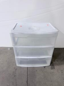 Sterilite 3-Drawer Plastic Storage Organizer, White Frame, 14.5"x12.6"x24", Stackable