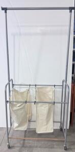 Seville Classics 3-Bag Rolling Laundry Sorter Cart with Adjustable Hanging Bar