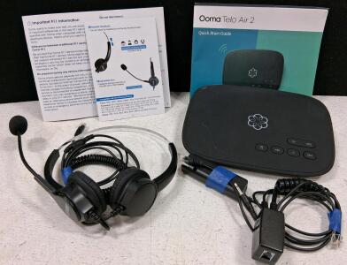 Ooma Telo Air 2 VoIP Base Station Wi-Fi & Ethernet, Headset Bundle, Power Adapter, Manuals (Cannot Test, No Power Cord)