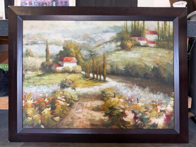 Large Framed Victorian Cottage Print by H Williams & Victorian Garden scene print by C Kieffer