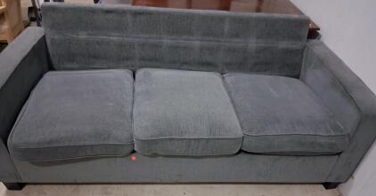 Modern Grey Three-Seater Sofa, Removable Cushions, Approx. 85"x37", Fabric Upholstery