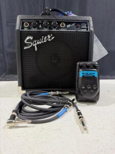 Squier SP-10 Guitar Amplifier 10W 6&rdquo; Speaker w/ Ibanez Soundtank DL5 Digital Delay & Cables