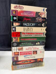 Lot of 13 VHS Movies: Grease, The Matrix, Face/Off, Patch Adams, Scorpion King, More