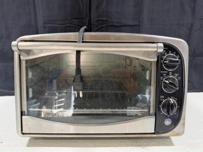GE Countertop Toaster Oven, Rotisserie, 0.8 cu ft, 1500W, 3 Dial Controls, Stainless & Black