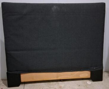 Full Size Upholstered Headboard, Modern Minimalist, Dark Gray Fabric, Wood Base