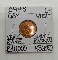 1944-S MS68RD Very Rare Gem Wheat Penny