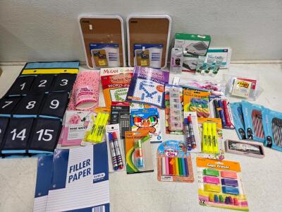 Huge School & Office Supply Lot &ndash; Calculator, Cork Boards, Wall Organizer, Pens, Sharpeners