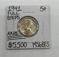 1941 MS68FS Rare Full Steps Gem Nickel