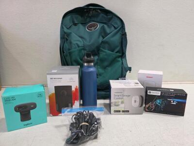 Osprey Backpack, Logitech C270 Webcam, Alarm 180&deg; Camera, Chamberlain Smart Garage, Extras