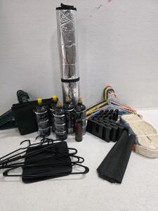 Mixed Lot: 5x 20oz CO2 Tanks, Ninja Paintball Tank, Cargo Logic Tote, Hangers, Car Accessories