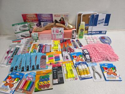 Bulk Lot 70+ School, Office Supplies, Calculator, Art, Books, Personal Care, Shoes, Envelopes