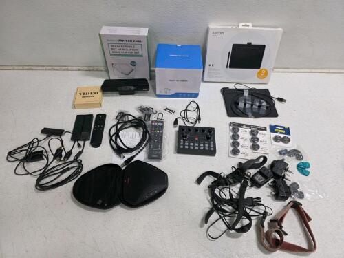 Wacom Intuos Drawing Tablet, RODECaster Pro Mixer, Geevon Pet Clipper, HD Camera, Accessories Lot