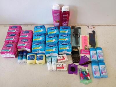 Large Hygiene & Personal Care Lot &ndash; Bodyform, Dove, Clarisse, Amalfi, Hair Accessories, 36+ Items