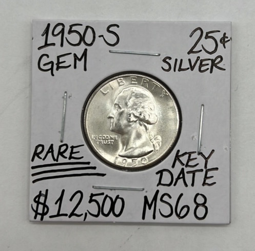 1950-S MS68 Rare Key Date Silver Quarter