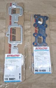 (1) Fel-Pro MS 90021 2-Piece Manifold Gasket Set For GM 7.5L, 6.6L, 5.7L, 5.4L, 5.0L, & 4.3L Engines & (1) Fel-Pro MS 91459 2-Piece Manifold Gasket Set For Nissan 4.0L, 3.7L, 3.5L, 3.0L, & 2.5L Engines.