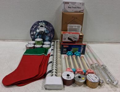 Stockings, Wrapping Paper, Baby Pillow, Envelopes, Ribbons, and More