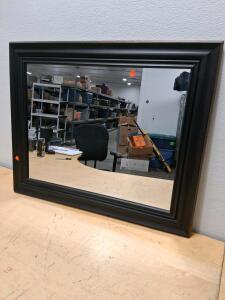 Large Black Framed Rectangular Wall Mirror, 24" x 36", Classic Design