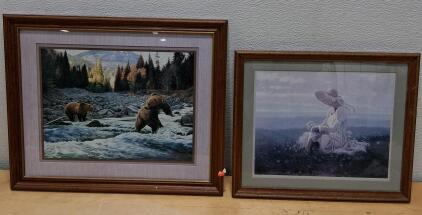 Framed Art Prints: Wildlife and Portrait Scenes, Approx. 27"x21" and 24"x18"