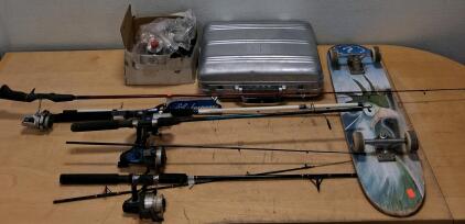Shakespeare and Mixed Brand Fishing Rod and Reel Combo Lot, 4 Sets with Tackle