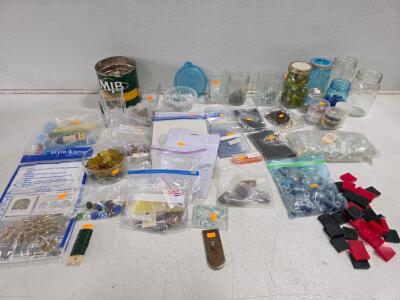 Mixed Lot of Mosaic Tiles, Glass Gems, Beads, and Tiffany Style Lamp Crafting Kit