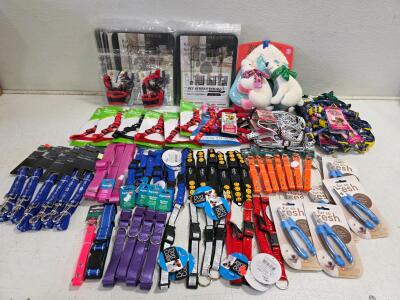 Mixed Lot Dog & Cat Collars, Harnesses, Leashes, Nail Clippers, Screen Doors, Toys, 50+ Items