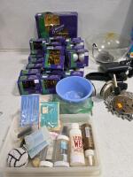 Assorted Household & Electronics Lot: Apple Keyboard & Mouse, Holiday Lights, Tools - 3