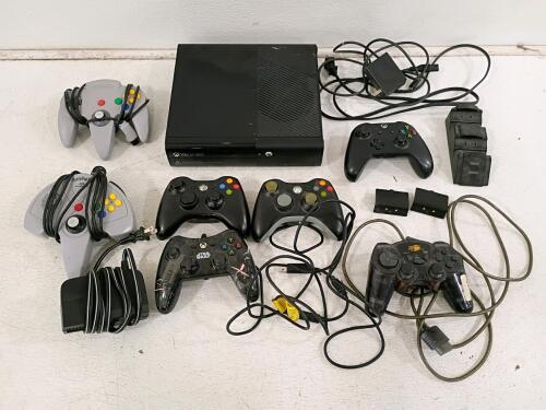Microsoft Xbox 360 E Console Bundle with 2 Wireless Controllers, Star Wars & N64 Controllers