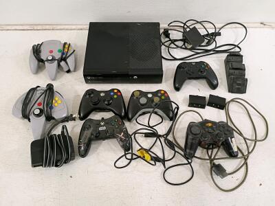 Microsoft Xbox 360 E Console Bundle with 2 Wireless Controllers, Star Wars & N64 Controllers