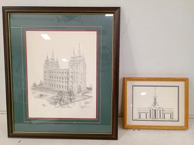 Framed Limited Edition Salt Lake and Mount Timpanogos Temple Prints by Chad Hawkins and Dona Corbett