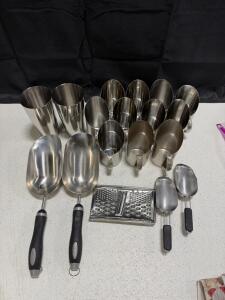 Stainless Steel Bar and Kitchen Utensil Set &ndash; 8 Pitchers, 2 Shaker Tins, Scoops, Grater