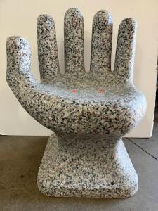 Sculptural Hand Chair, Faux Granite Finish, 33"x27"x27", Resin, Postmodern Accent Seating