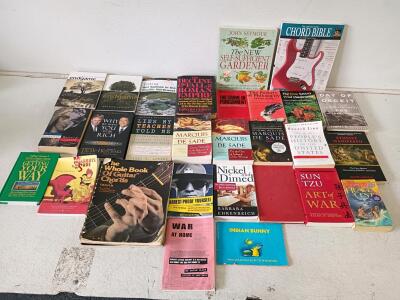 Large Lot 28 Books Nonfiction & Fiction: Politics, History, Philosophy, Music, Marquis de Sade