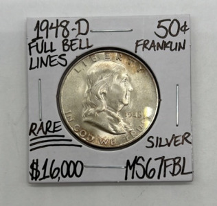 1948-D MS67FBL Full Bell Lines Franklin 1/2 Dollar