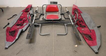 Tieton II Inflatable Pontoon Boat with Frame, Seat, and Oars