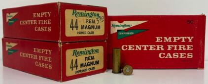 Remington .44 Magnum Reloadable Brass Cases, Primed & Unprimed, 150 Mixed Headstamp