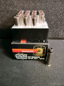 Winchester Black Talon .357 Magnum 180Gr SXT Ammunition, 20 Rounds, Collectible Box