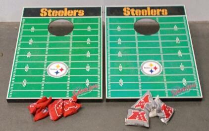 Pittsburgh Steelers Cornhole Game Set, GoSports, 2 Boards, 8 NFL AFC Bean Bags, Carrying Case & Steelers Flag