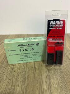 Warne Maxima Series Scope Mounts For Rem 700/Howa 1500 + Sellier & Bellot 8x57 JS 196Gr FMJ Ammo