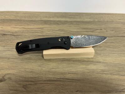 Folding Knife with Custom Damascus Blade, Carbon Fiber Handle