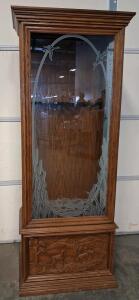 Solid Oak 8-Gun Display Cabinet with Etched Glass and Internal Lighting