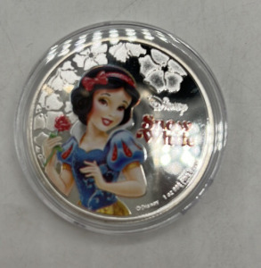 One Troy Ounce .999 Fine Silver Plated Disney Snow White Coin